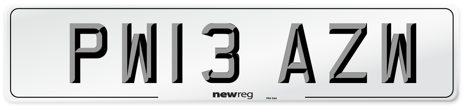 PW13 AZW Number Plate from New Reg